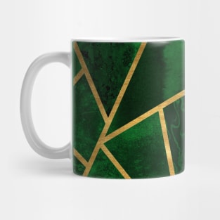 Forest Green and Gold Geometry - Abstract Mosaic Mug